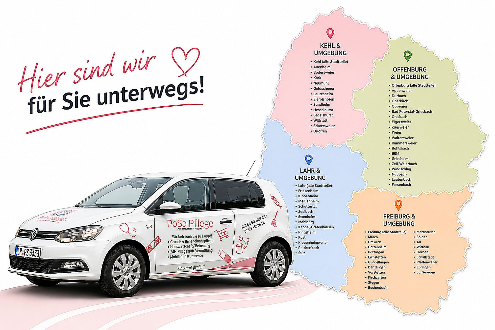 PoSa Pflege service area: Lahr, Kehl, Offenburg, Freiburg and all towns in the Ortenaukreis and Breisgau